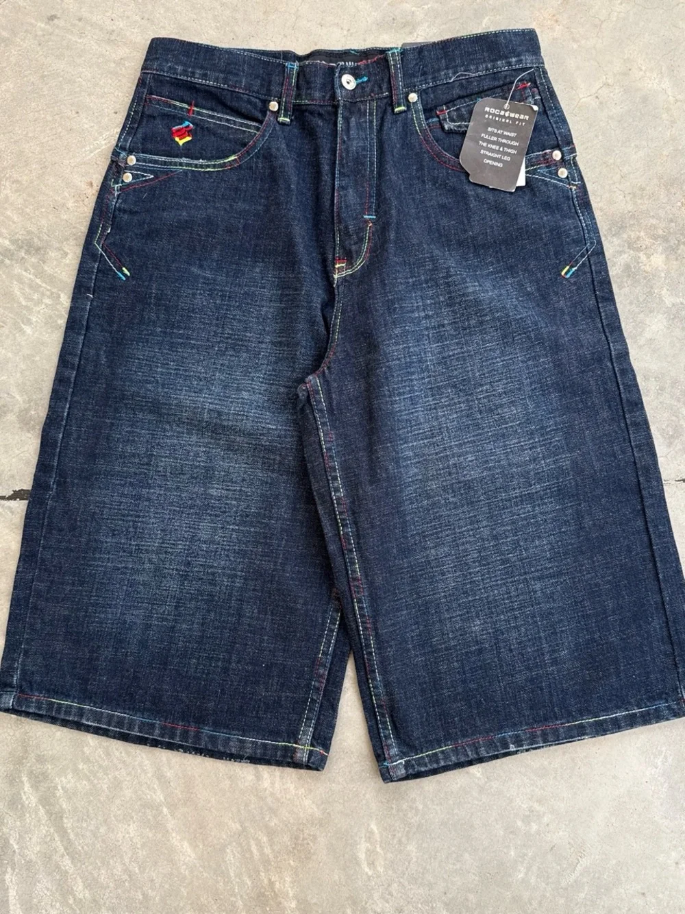 Y2K Rocawear Deadstock Embroidered Baggy Denim Jorts Shorts